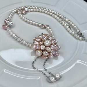 Handmade Freshwater Premium Quality Sakura Pink Keshi Flower 🌺 Pearl Necklace
